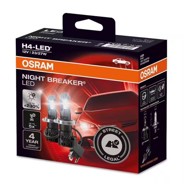 H4 NIGHT BREAKER LED car replacement light, LED retrofit bulb, 230% more brightness