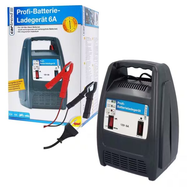 12V 6A Battery Charger with Display, Car Battery Charger (Car battery charger, battery maintenance charging function for seasonal vehicles)