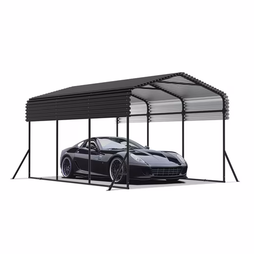 Single carport metal carport tent garage, high-performance roof with reinforced