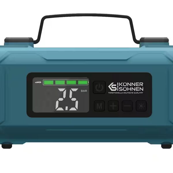 KS JSP-2000 Car Battery Charger (Lithium-ion battery 14800 mAh, 1-piece, pneumatic pressure 140 psi, inflation speed 22 l/min, digital display, emergency LED flashlight, power bank)