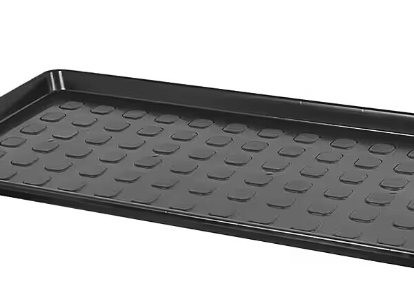 Rectangular boot liner, multi-purpose storage tray, shoe rack made of plastic in black