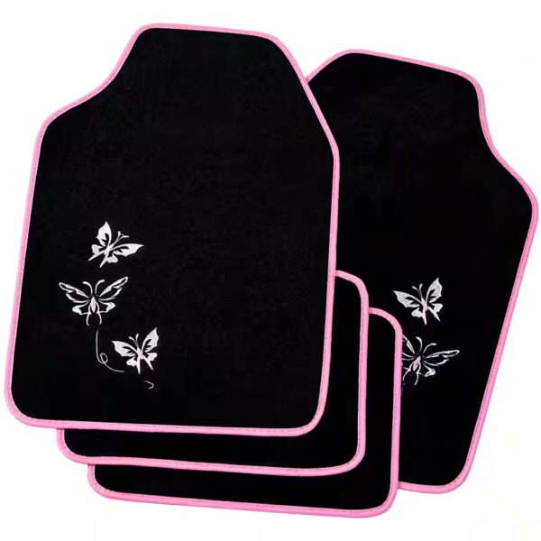 Car floor mats (4 pieces), They fit almost all cars, vans and trucks. Universal car carpet embroidery butterfly