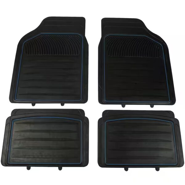 Universal Floor Mats Car Mats Set Rubber 4-Piece Black/Blue