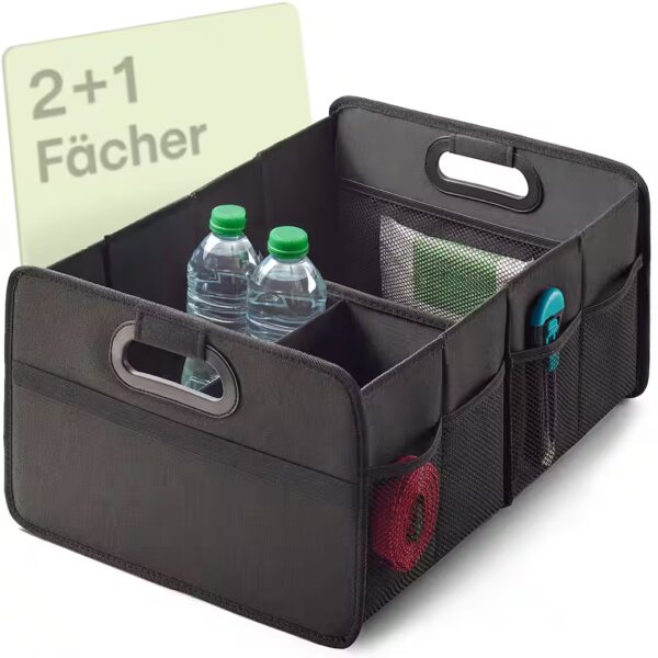 Trunk Mat, Trunk Organizer, Foldable – 3 Compartments with 5 Pockets – Non-Slip