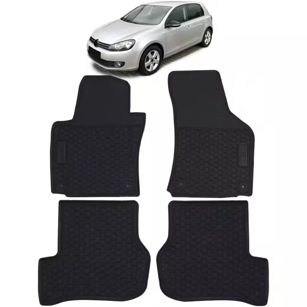 Custom-fit rubber car floor mats, black premium set for VW Golf 5, Scirocco, Golf 6