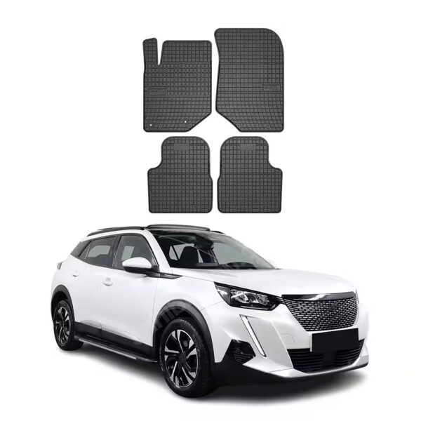 Car floor mats for Peugeot 2008 2019-2025, rubber mats, black, 4-piece set