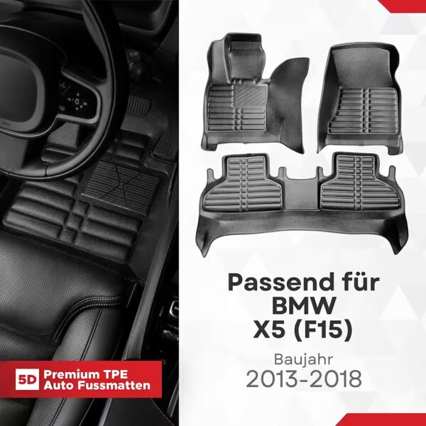 5D Premium Car Floor Mats TPE Set suitable for BMW X5 (F15) 2013-2018