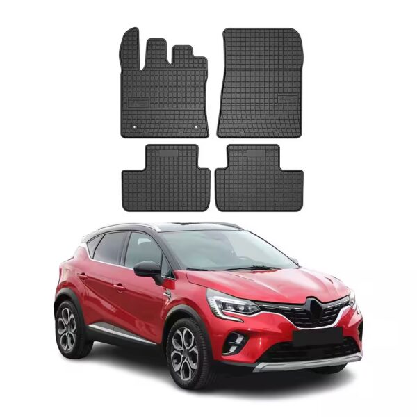 Car floor mats for Renault Captur 2019-2025, rubber mats, black, 4-piece set