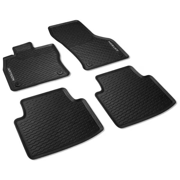 Custom-fit floor mats for Arteon (4 pcs), for VW Arteon sedan, estate, rubber floor mats front and rear, non-slip, washable, 3G8061500 82V