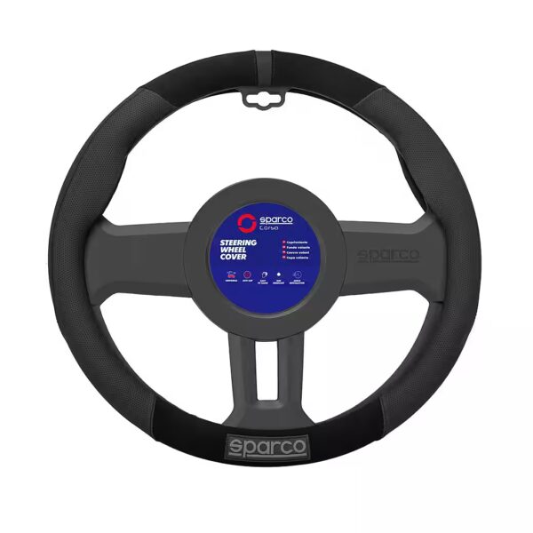 SPARCO steering wheel cover, steering wheel protector, steering wheel guard, black rubber suede