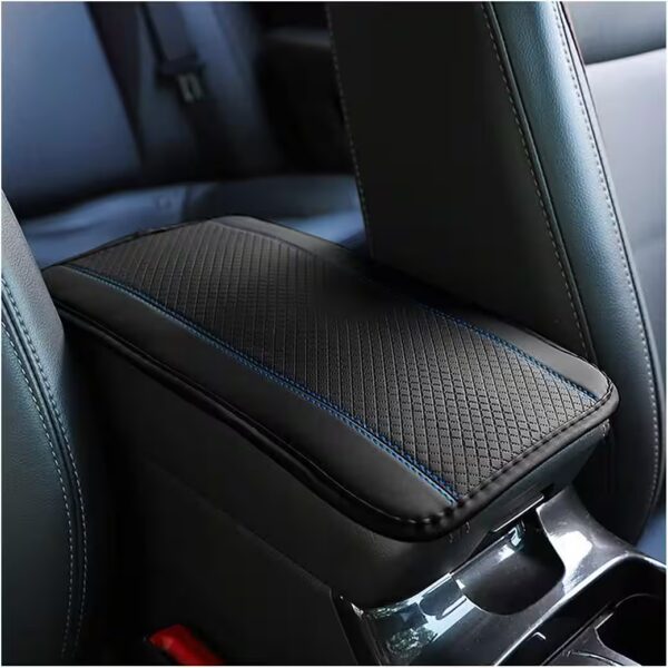 Universal floor mats, armrest cushions, leather center console armrest, car seats, black/blue