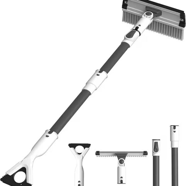 Ice scraper for cars, 3-in-1 with snow brush, telescopic handle and swivel head