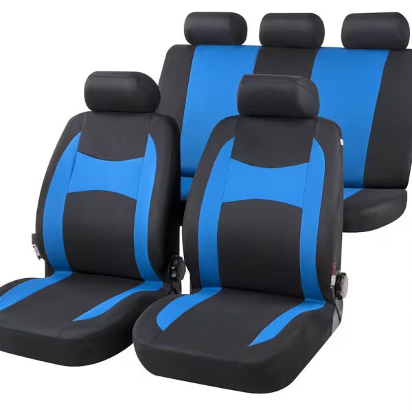 Car seat cover Fairmont blue 2 front seat covers (1 piece), 1 rear seat cover (4 pieces), 5 headrest covers (11 pieces).