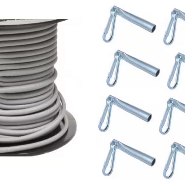 Pendant 12m Expander Cord Ø 8 mm GREY + Cord End Caps with Simplex Hooks