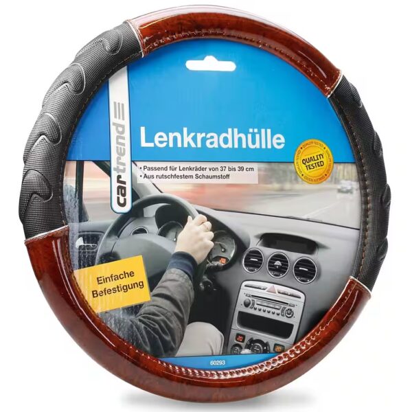 Steering wheel cover, universal, 37-39 cm, wood look