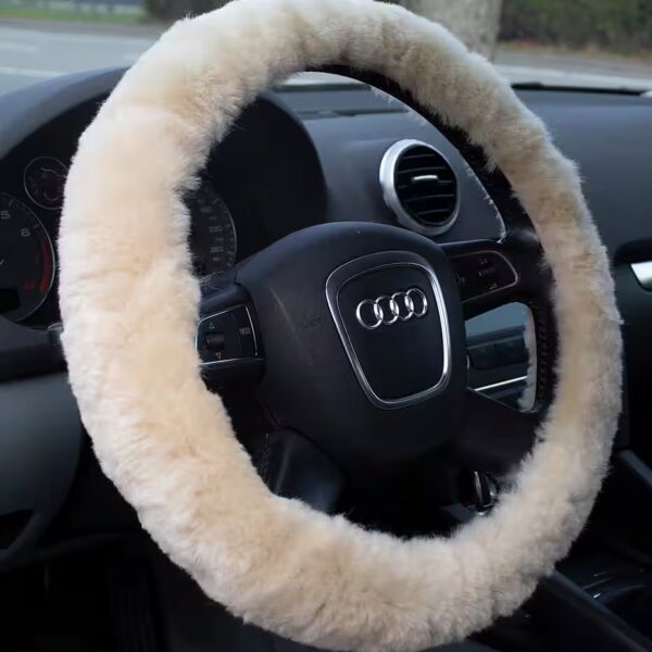 Steering wheel cover LERA-25, steering wheel protector - cover made of genuine Merino lambskin, pile height 25mm