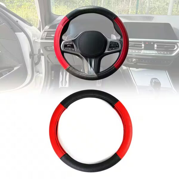 Steering wheel cover, steering wheel protector, steering wheel cover, red/black, Ø38-40 cm