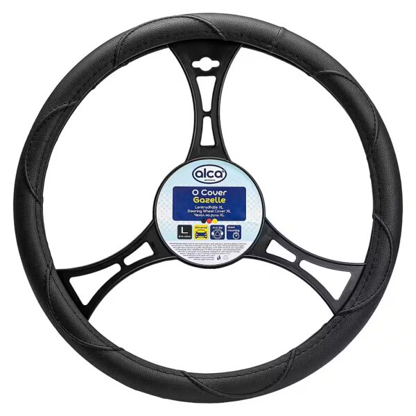 Steering wheel cover, steering wheel cover XL for cars (41-43 cm), steering wheel protector, satin black