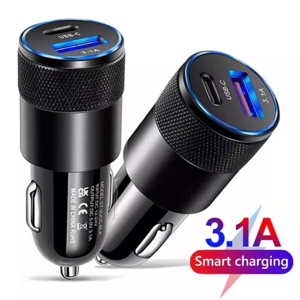 Car Charger USB Type C 3.1 Smart Charging Adapter Car Cigarette Lighter Car Adapter