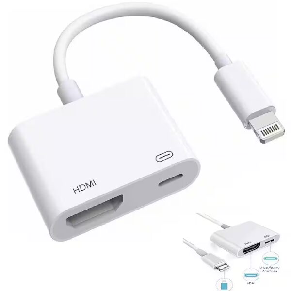 HDMI Lightning Adapter for iPhone & iPad, 1080p Full HD Video Converter Car Adapter
