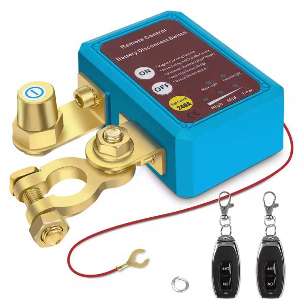 Automatic Car Battery Disconnect Switch with Remote Control, Car Battery Charger (Manual operation and remote control; Item size: 85 * 60 * 36mm)