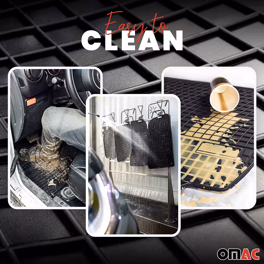 Car floor mats for VW Polo 2017-2025, rubber mats, black, 4-piece set - Image 3