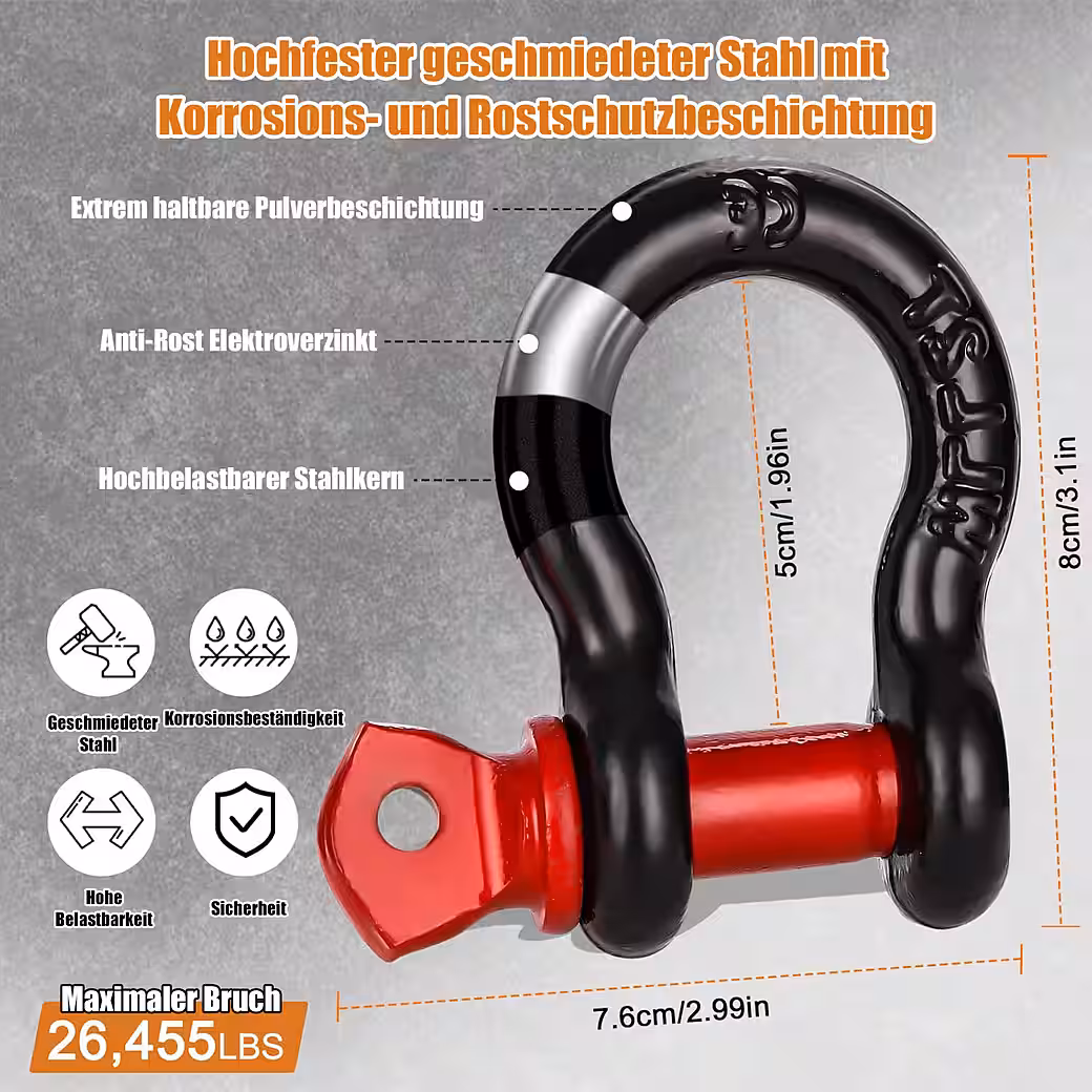 Car tow rope, 10T tow strap, with high-strength shackle tow rope - Image 4