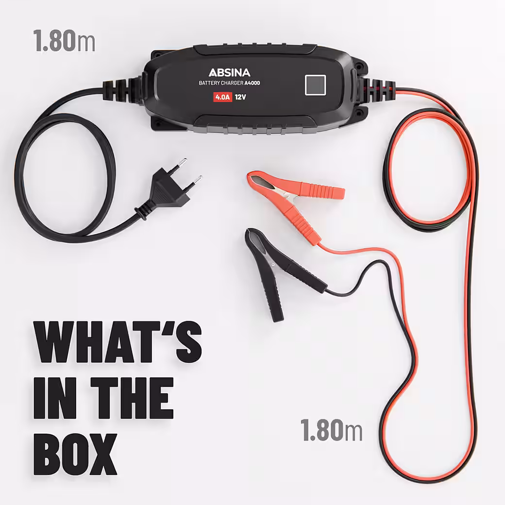 12V car battery charger for lead-acid batteries up to 120Ah - 4A car battery charger - Image 4