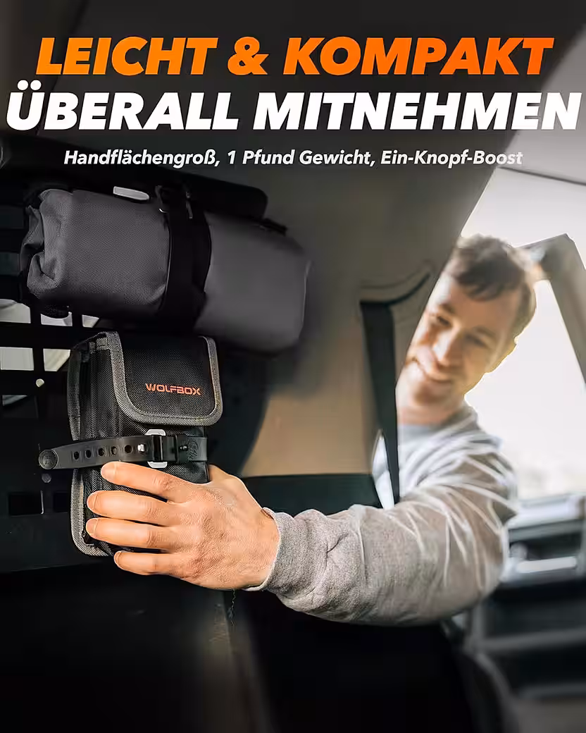 2000/4000 A jump starter, 12 V car jump starter with LED flashlight (12 V, 1 pc), with high-resolution LCD screen - Image 5