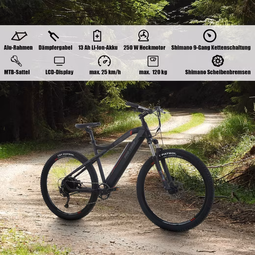 E-Bike Mountain Bike Men's E-Mountain Bike Electric Bike 9 Speed Shimano 25km/h - Image 10