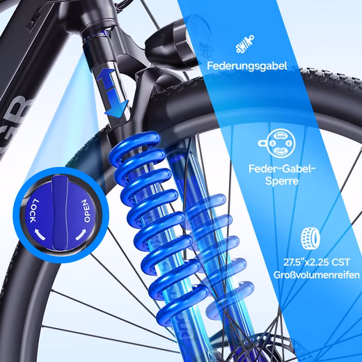 E-Bike Mountain Bike Men 27.5/29 Inch 9-Speed Shimano Red E-Mountain Bike Derailleur - Image 2