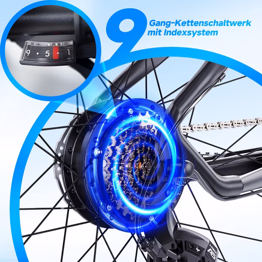 E-Bike Mountain Bike Men 27.5/29 Inch 9-Speed Shimano Red E-Mountain Bike Derailleur - Image 4