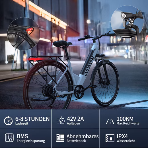 E-Bike City Bike 250W 44N·m 468Wh 100km 13Ah 27,8kg Shimano 7G 30° 0-3Lvl - Image 13