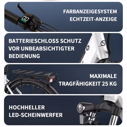 E-Bike City Bike 250W 44N·m 468Wh 100km 13Ah 27,8kg Shimano 7G 30° 0-3Lvl - Image 16