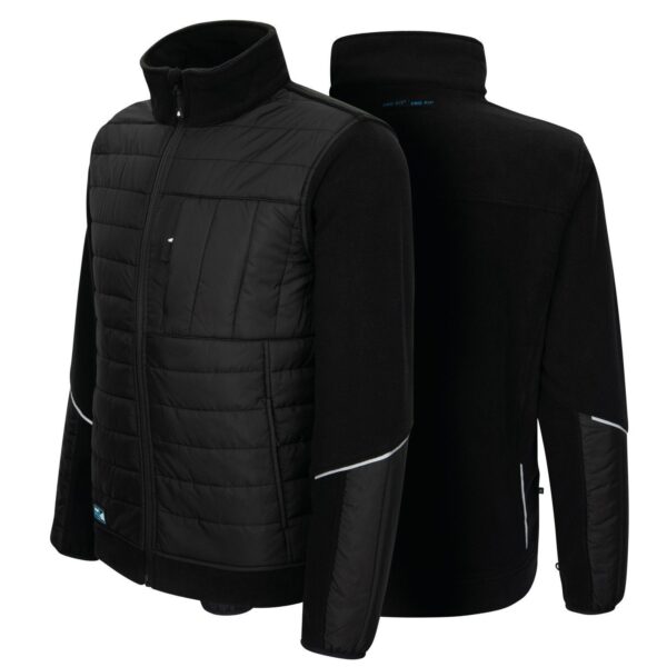 Fleece work jacket, functional hybrid fleece jacket, unisex, black