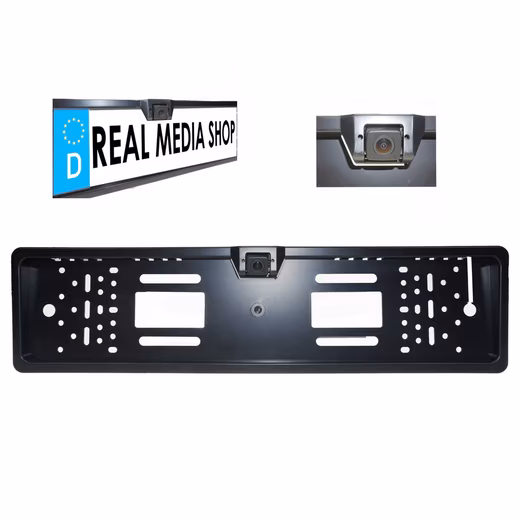 EU vehicle license plate holder, front/rear view camera with distance indicator, reversing camera