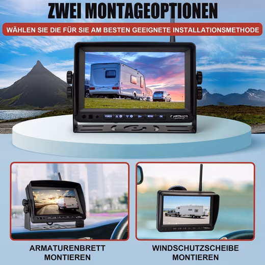 Premium Solar 5 reversing camera (Solar wireless video reversing system for cars, motorhomes, vans, and trailers, license plate holder, recording function, 7" HD-IPS monitor) - Image 3