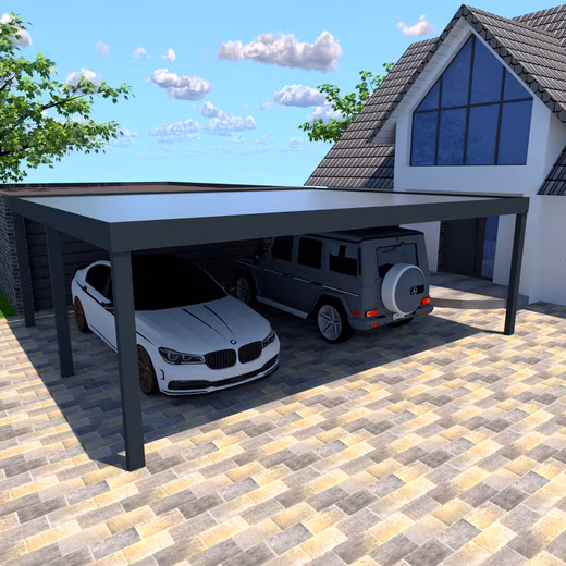 Double carport flat roof carport C600+