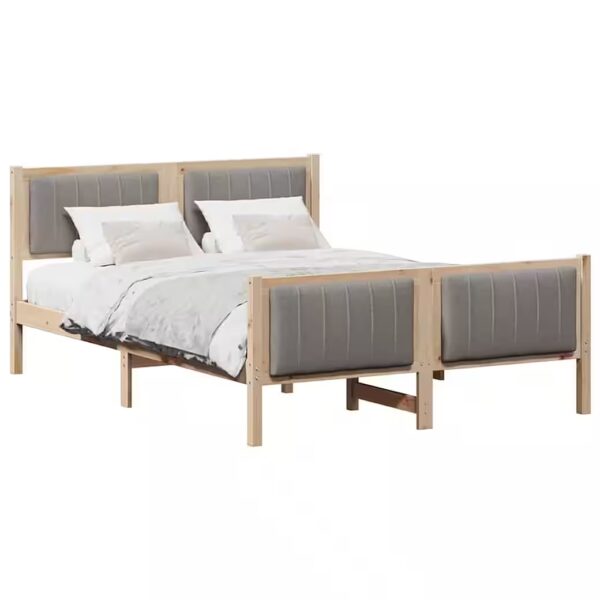 Bed Frame Brown and Taupe 140 x 190 cm Solid Pine Wood
