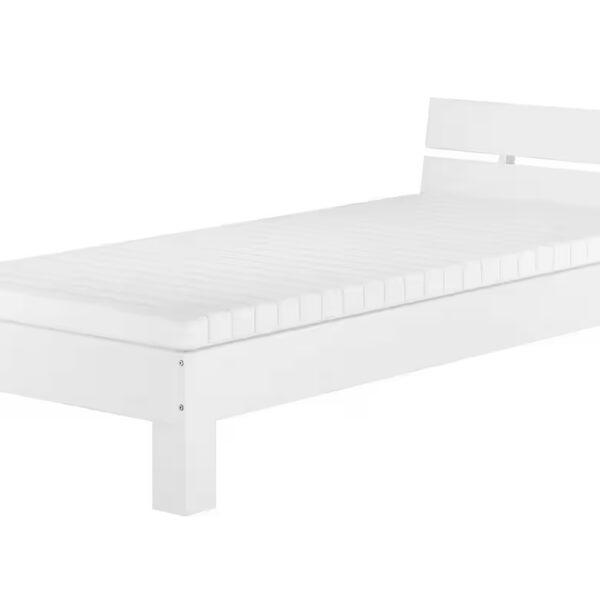 Bed Frame White Single Bed in Extra Length 90 x 220 cm Solid Beech Wood Modern