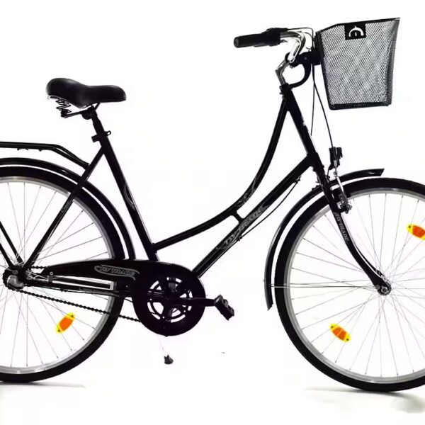 28-inch women's city bike, Dutch style, 3-speed Nexus hub gear, black
