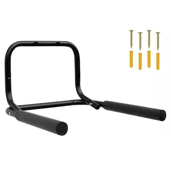 Wall-mounted bicycle rack - steel, black, foldable, load capacity up to 50 kg
