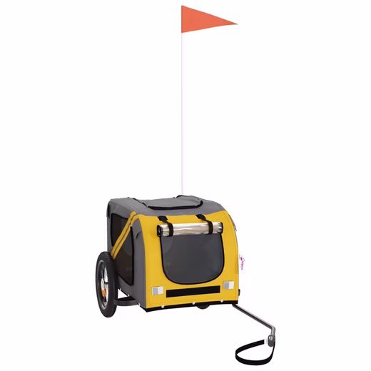 Bicycle dog trailer 30 kg, yellow and grey, Oxford fabric and iron