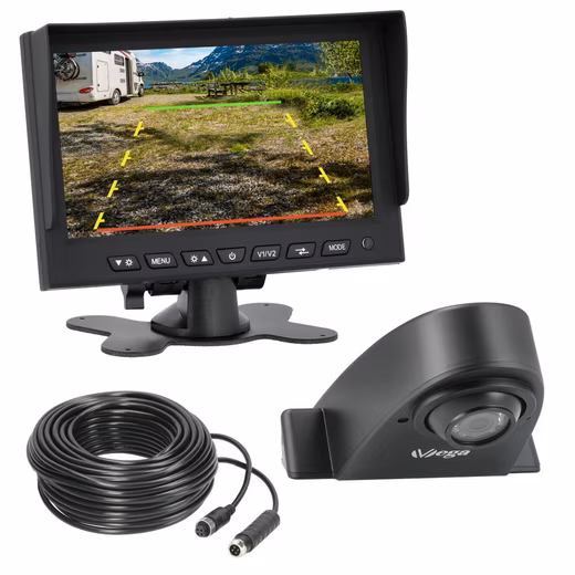 7" reversing system LOGISTICS for vans incl. monitor, 1x ball head reversing camera (IP67 Waterproof 120° Camera with Night Vision 12V-24V for Retrofitting)
