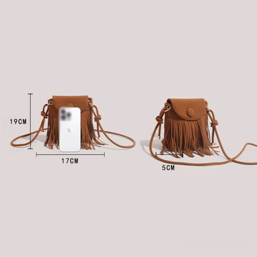Women's fringe bag, boho shoulder bag, phone bag, small tassel crossbody bag - Image 4