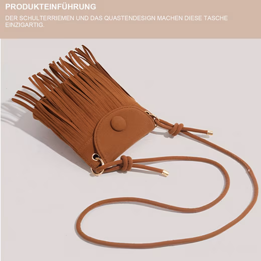 Women's fringe bag, boho shoulder bag, phone bag, small tassel crossbody bag - Image 2