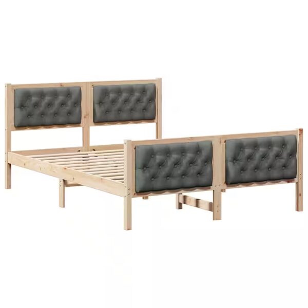 Bed Frame Dark Grey 140 x 190 cm Solid Pine Wood