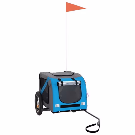 Bicycle dog trailer 30 kg, bicycle trailer for dogs, blue and grey, Oxford fabric and iron