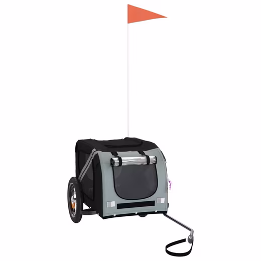 Bicycle dog trailer 30 kg, grey and black, Oxford fabric and iron