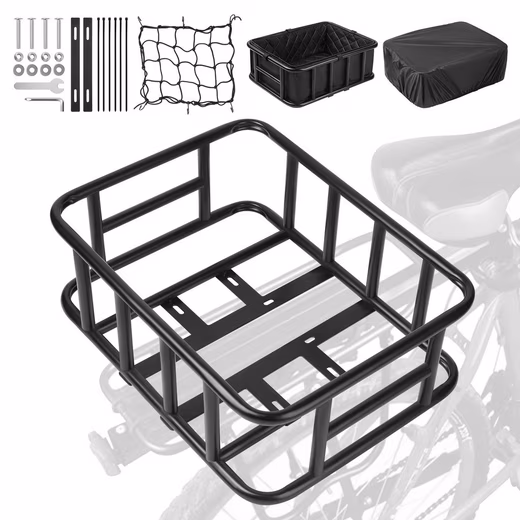 Rear bicycle basket, large metal rear bicycle basket, robust bicycle basket